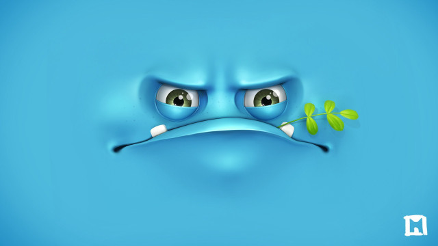 Blue face green leaf mouth free wallpaper - medium preview image