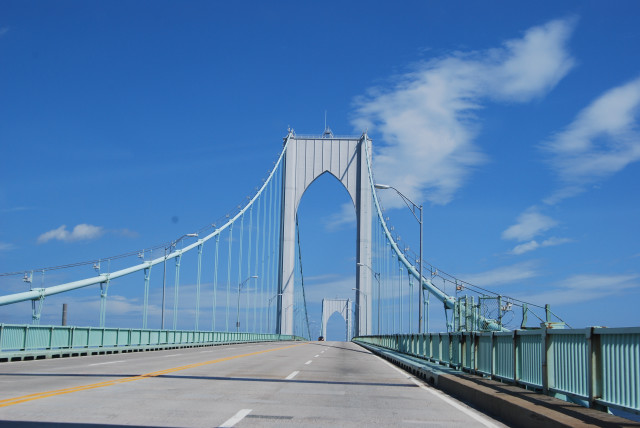 Long bridge blue sky clouds free wallpaper - medium preview image