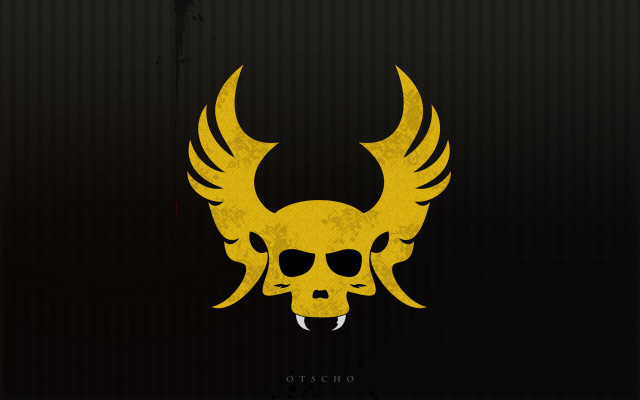 Yellow skull large wings black free wallpaper - medium preview image