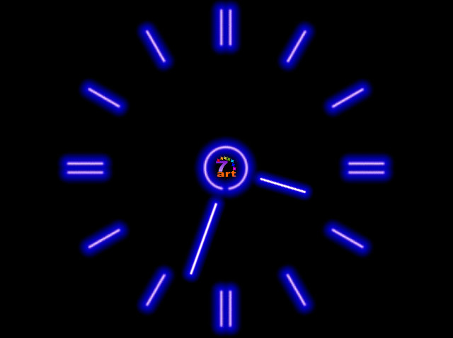 Clock blue neon lights hands free wallpaper - medium preview image