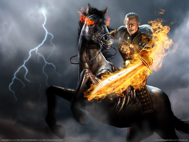 Man riding horse fire lightning free wallpaper - medium preview image
