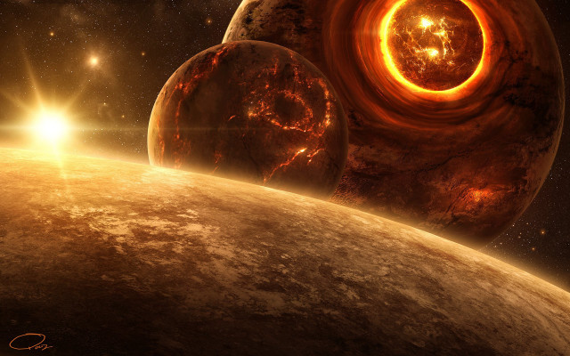 Planet sun star background foreground free wallpaper for desktop - medium preview image