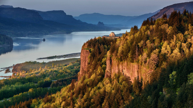 Scenic mountain lake church view free wallpaper - medium preview image