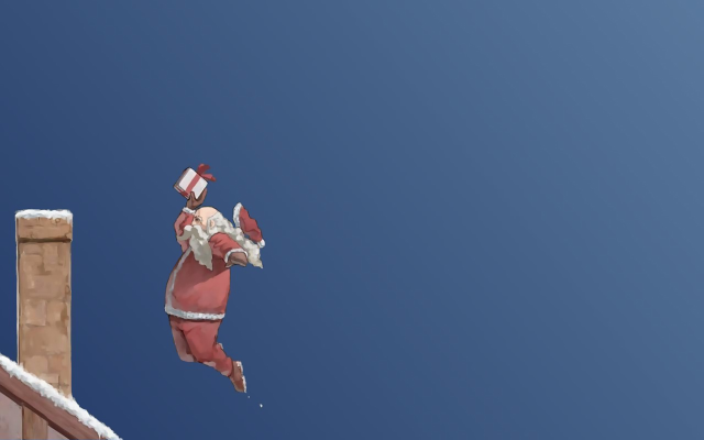 Santa claus flying sky building free wallpaper - medium preview image
