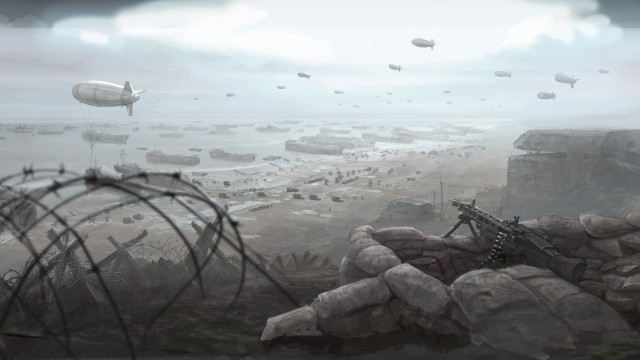 Balloons flying field rocks barbed free wallpaper - medium preview image