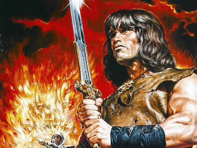 Man sword fire demon painting free wallpaper - medium preview image