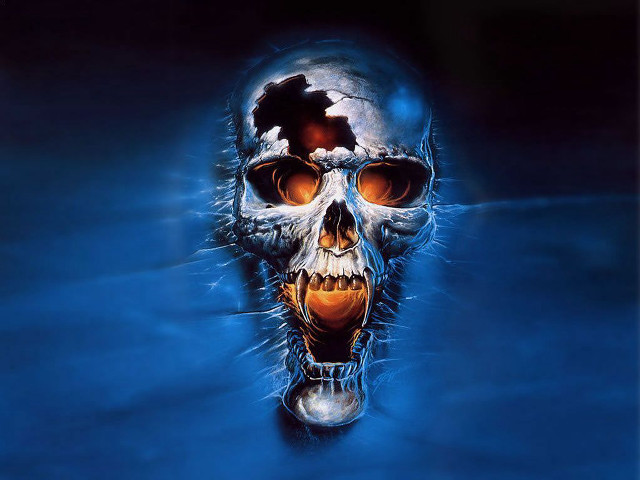 Skull glowing orange eye black free wallpaper - medium preview image