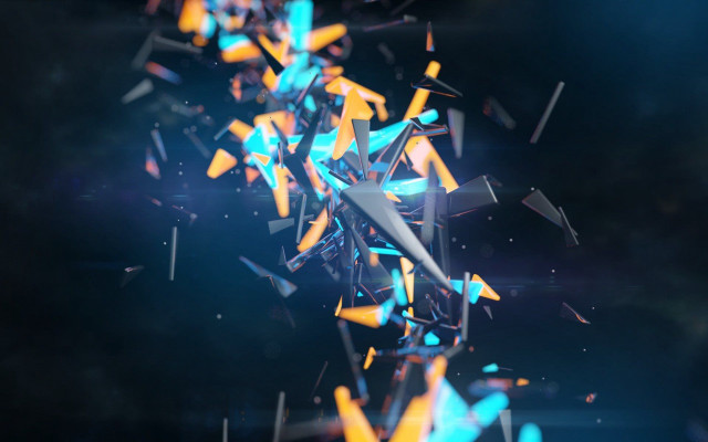 Blue yellow floating objects geometric free wallpaper - medium preview image