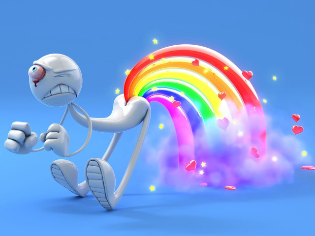 Cartoon character dancing rainbow hearts #2 free wallpaper - medium preview image