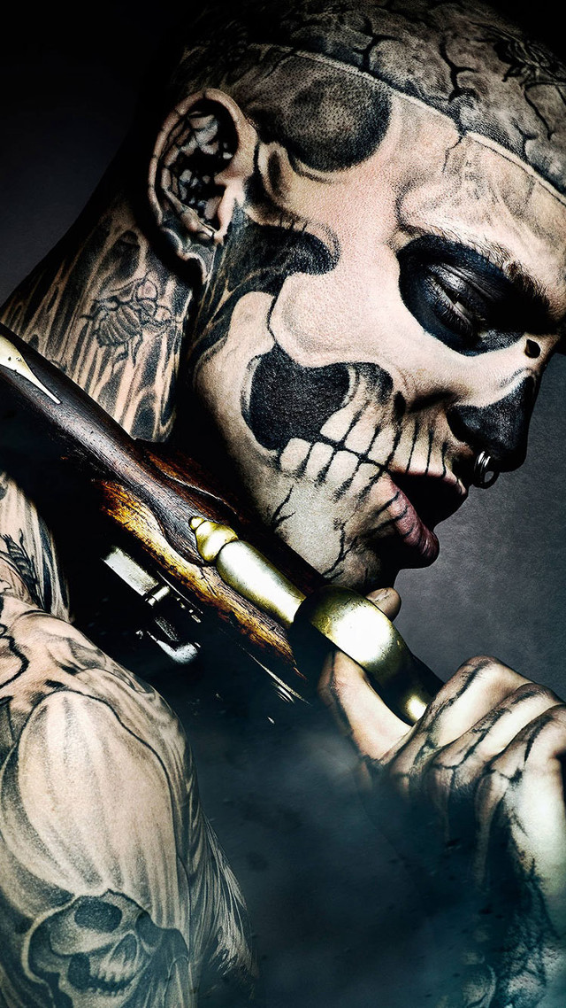 Man gun skull face knife free wallpaper - medium preview image