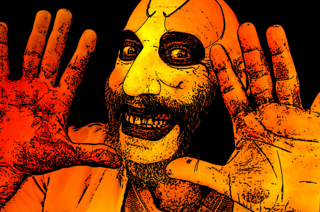 Man hands up orange black free wallpaper - medium preview image