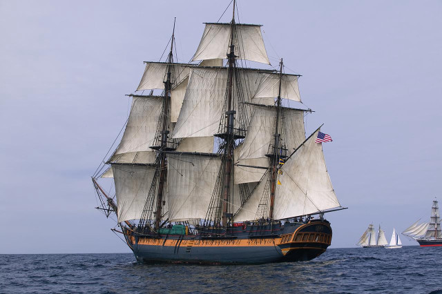 Sailboat ocean cloudy day american free wallpaper - medium preview image