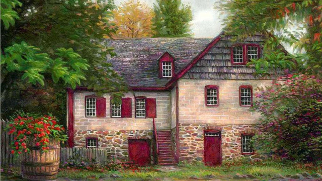 House red shutters red door free wallpaper - medium preview image