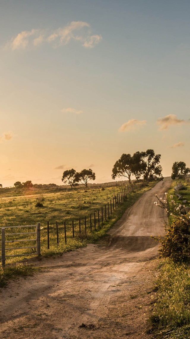 Dirt road fence field sunset #6 free wallpaper - medium preview image