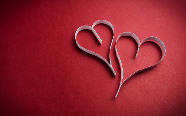 Paper hearts red background card free wallpaper - medium preview image