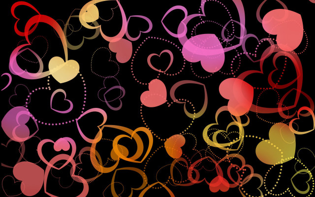 Colorful hearts swirls black red free wallpaper - medium preview image