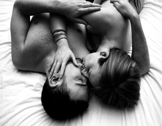 Man woman bed hands chests #2 free wallpaper - medium preview image