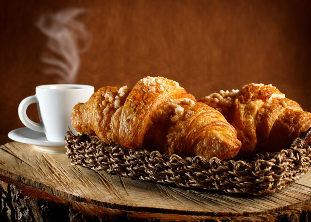 Basket croissants coffee table wooden free wallpaper - medium preview image