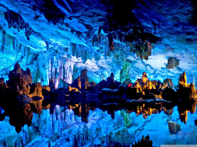Cave lake mountain night lights #5 free wallpaper - medium preview image