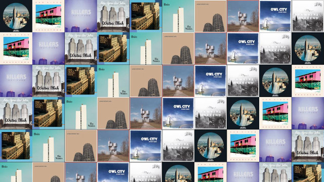 Collage buildings different colors sizes free wallpaper - medium preview image