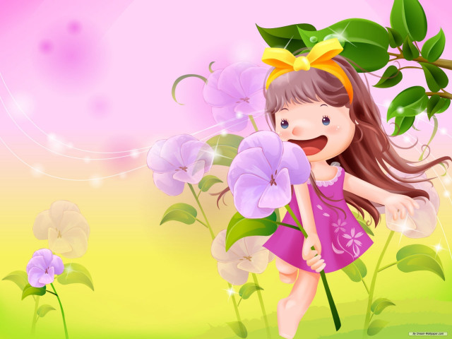 Girl flower smiling pink background free wallpaper - medium preview image