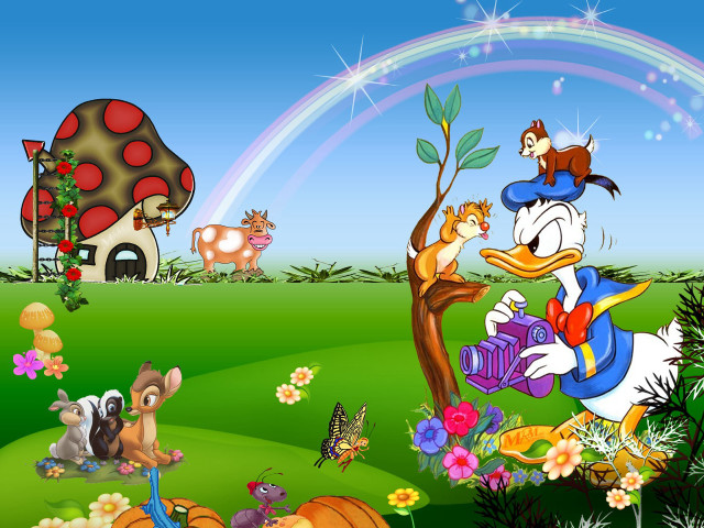Duck dog field rainbow mushroom free wallpaper - medium preview image