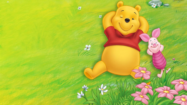Pooh bunny flower field butterfly free wallpaper - medium preview image