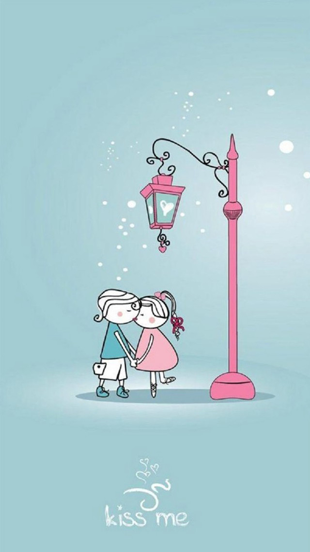 Couple kissing street light pink free wallpaper - medium preview image