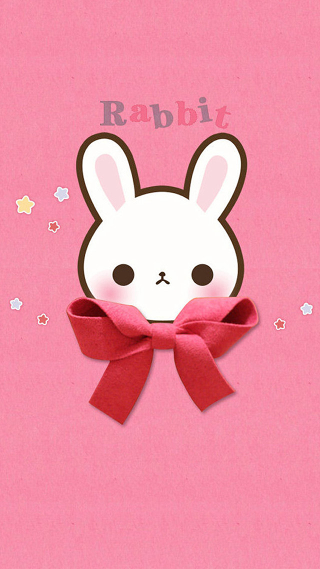 Rabbit bow pink background stars free wallpaper - medium preview image