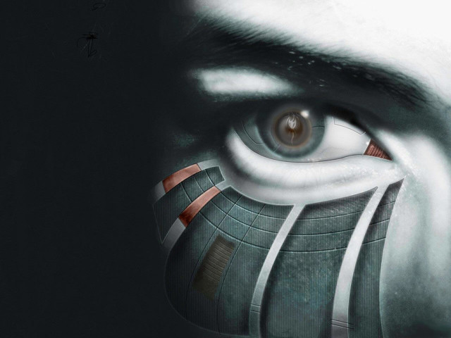 Futuristic eye iris red stripe free wallpaper - medium preview image