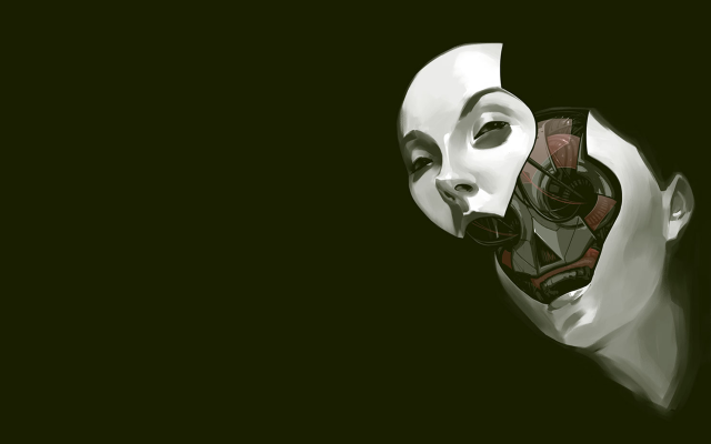 White mask black background red free wallpaper - medium preview image