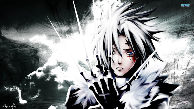 Anime character white hair blue #4 free wallpaper - medium preview image