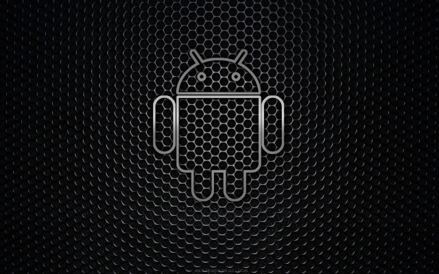 Black background white outline robot #2 free wallpaper for desktop - medium preview image