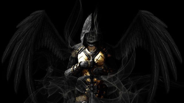 Man armor wings sword hand free wallpaper - medium preview image