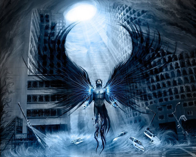 Man with wings city light free wallpaper - medium preview image