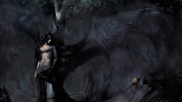 Woman demon tree man background free wallpaper - medium preview image