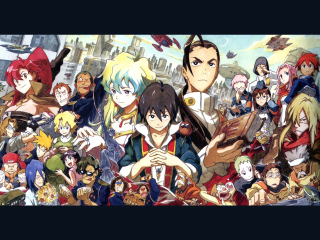 Anime characters cityscape sky background #5 free wallpaper - medium preview image