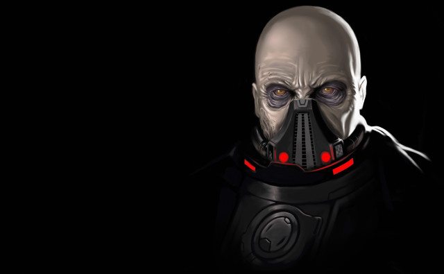 Man gas mask glowing eyes free wallpaper - medium preview image