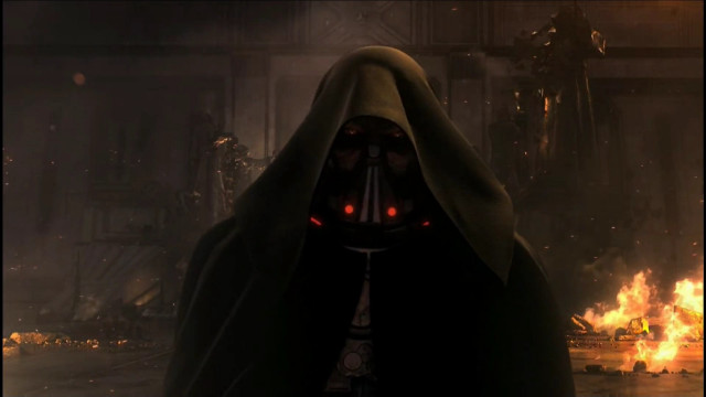 Man dark suit hood fire free wallpaper - medium preview image