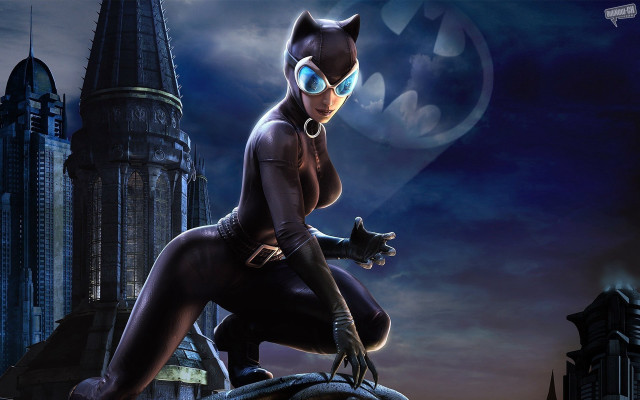 Woman cat suit castle pose #3 free wallpaper - medium preview image