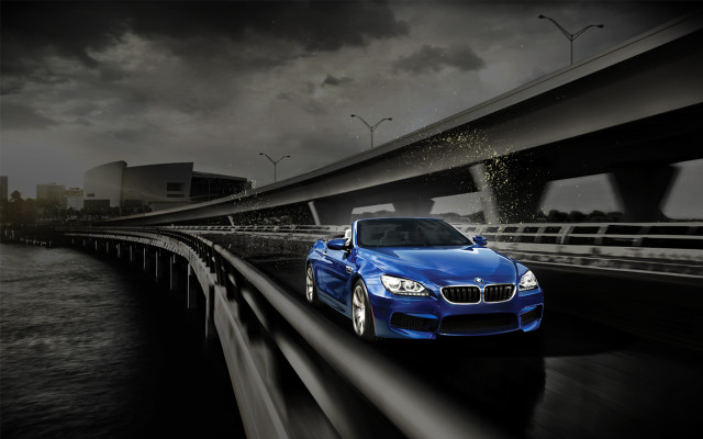 Blue car highway bridge water free wallpaper - medium preview image