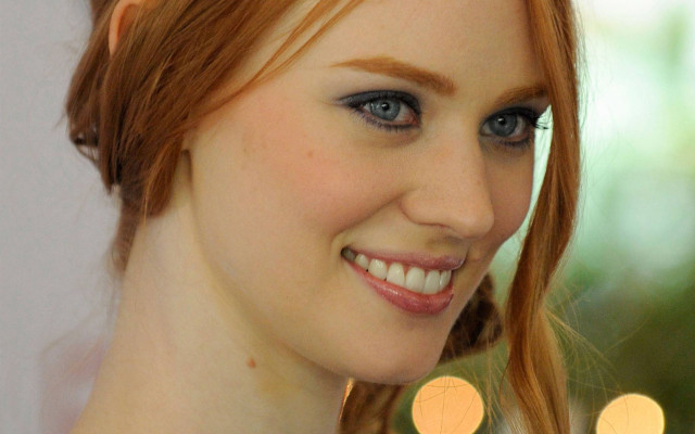 Woman blueeyes redhair smiling whitebackground free wallpaper - medium preview image