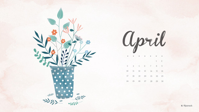Calendar vase flowers april written free wallpaper - medium preview image