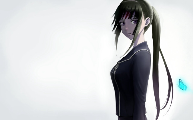 Woman long hair butterfly hand free wallpaper - medium preview image