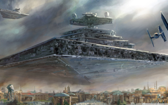 Star wars ship cityscape matte free wallpaper - medium preview image
