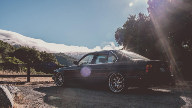 Car dirtroad fence trees mountain free wallpaper - medium preview image