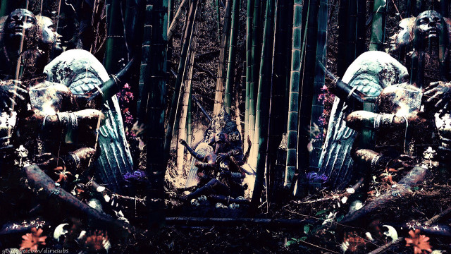Statues bamboo forest background foreground free wallpaper - medium preview image