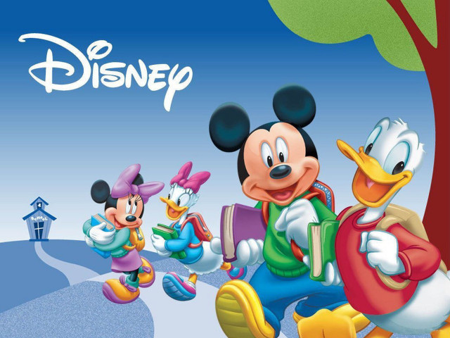 Cartoon characters walking road tree free wallpaper - medium preview image