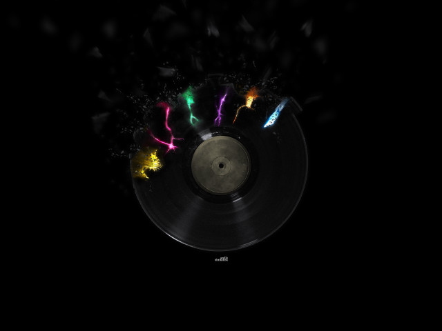 Colored lights black background record free wallpaper - medium preview image