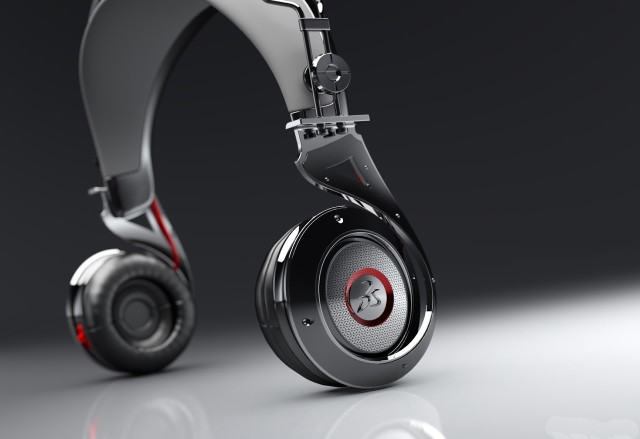 Headphones red black design gray free wallpaper - medium preview image